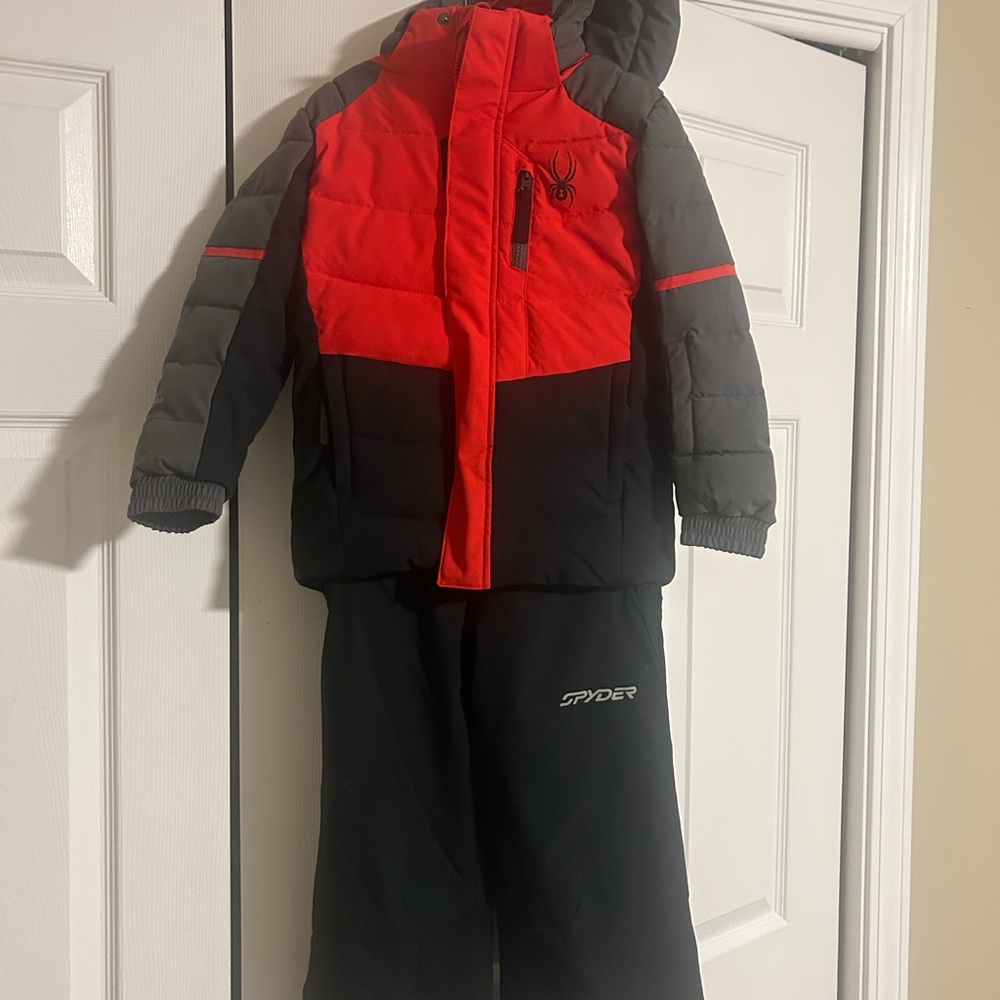 Spyder Red and Gray Kids' Winter Jacket and Pants Set
